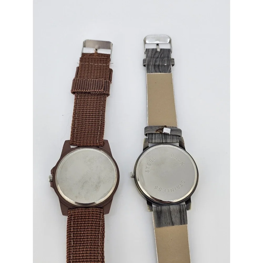 2X Men's Analog Watches 40MM Brown Gray Dial Brown Gray Bands‎ New Battery